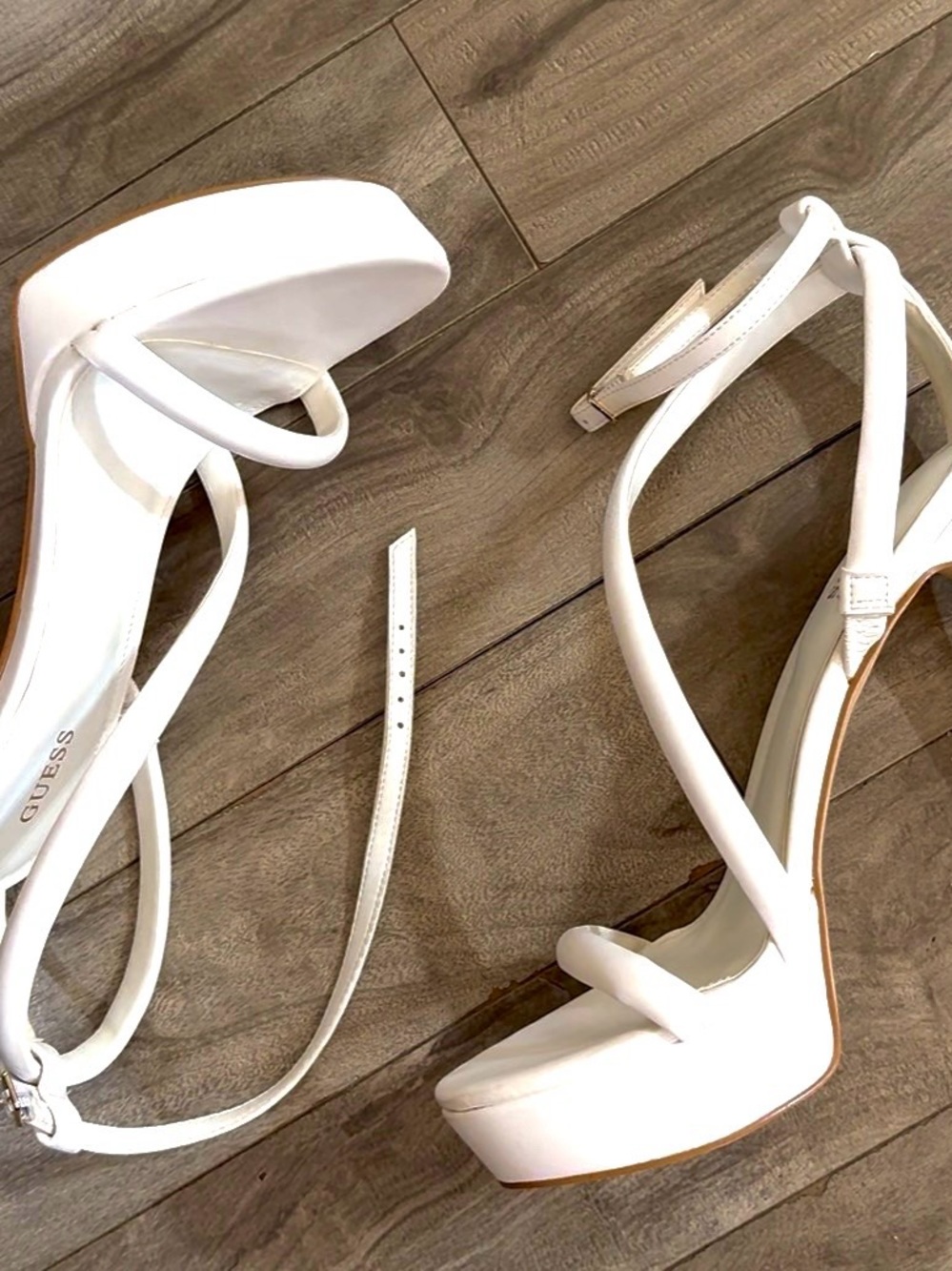 Guess White Platform Ankle-Strap High Heels - Picture 3 of 3
